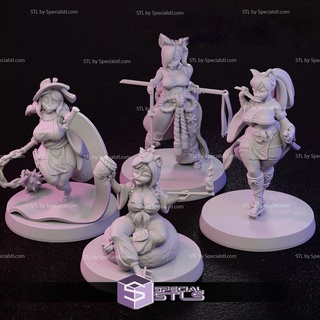 thicc tanuki ninjas agrupar stl miniaturas 3d print model - Mito3D