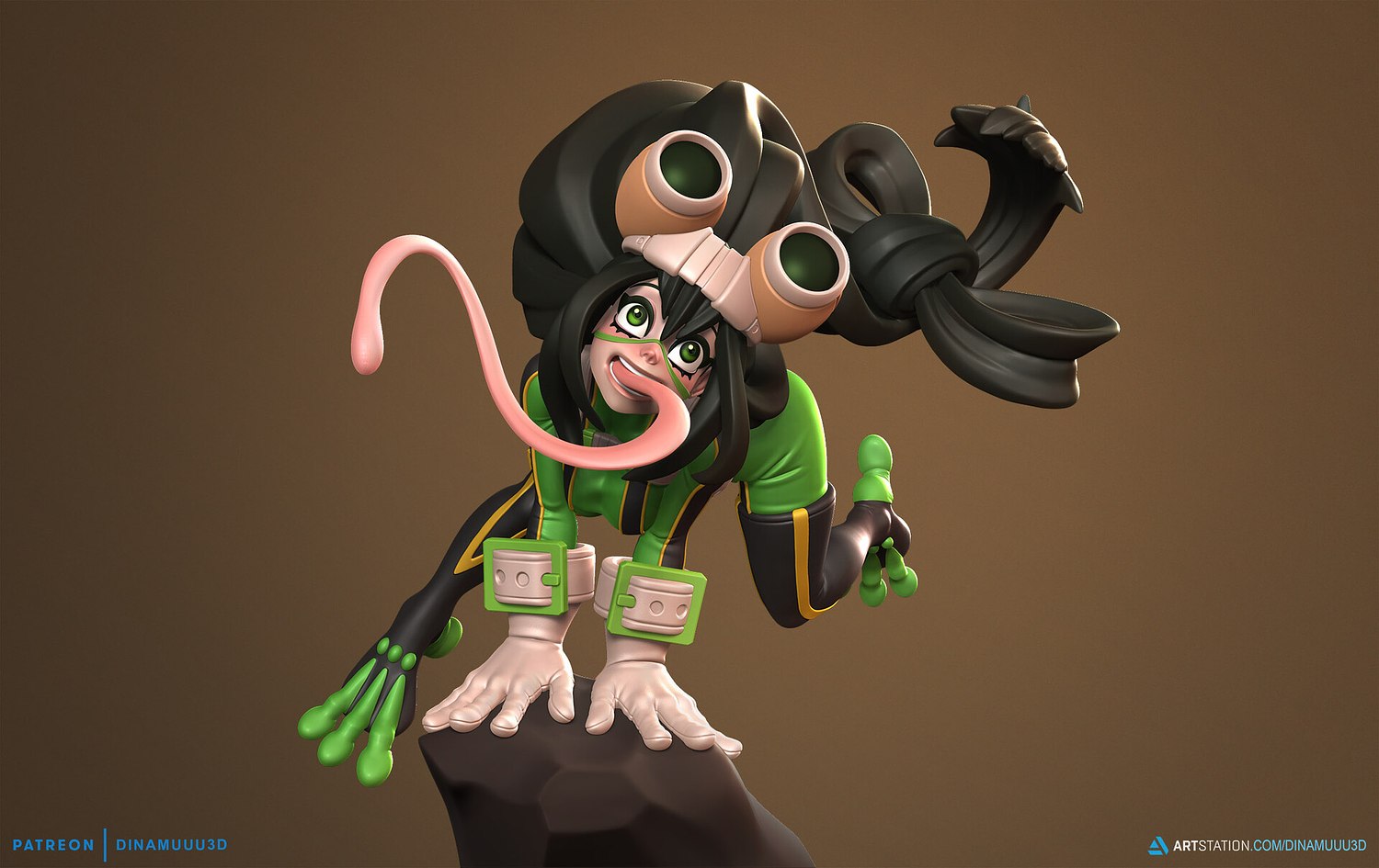 Tsuyu Asui eroe università 3D print model - Mito3D