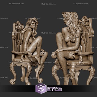 vekna fantezi kız kırmızı saç 3d baskı heykelcik 3d print model - Mito3D