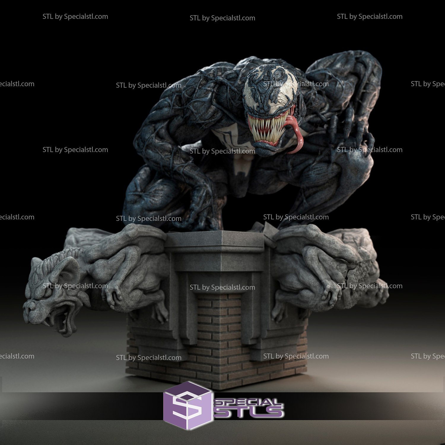 venom 2 head verison stl files demon base 3D print model - Mito3D
