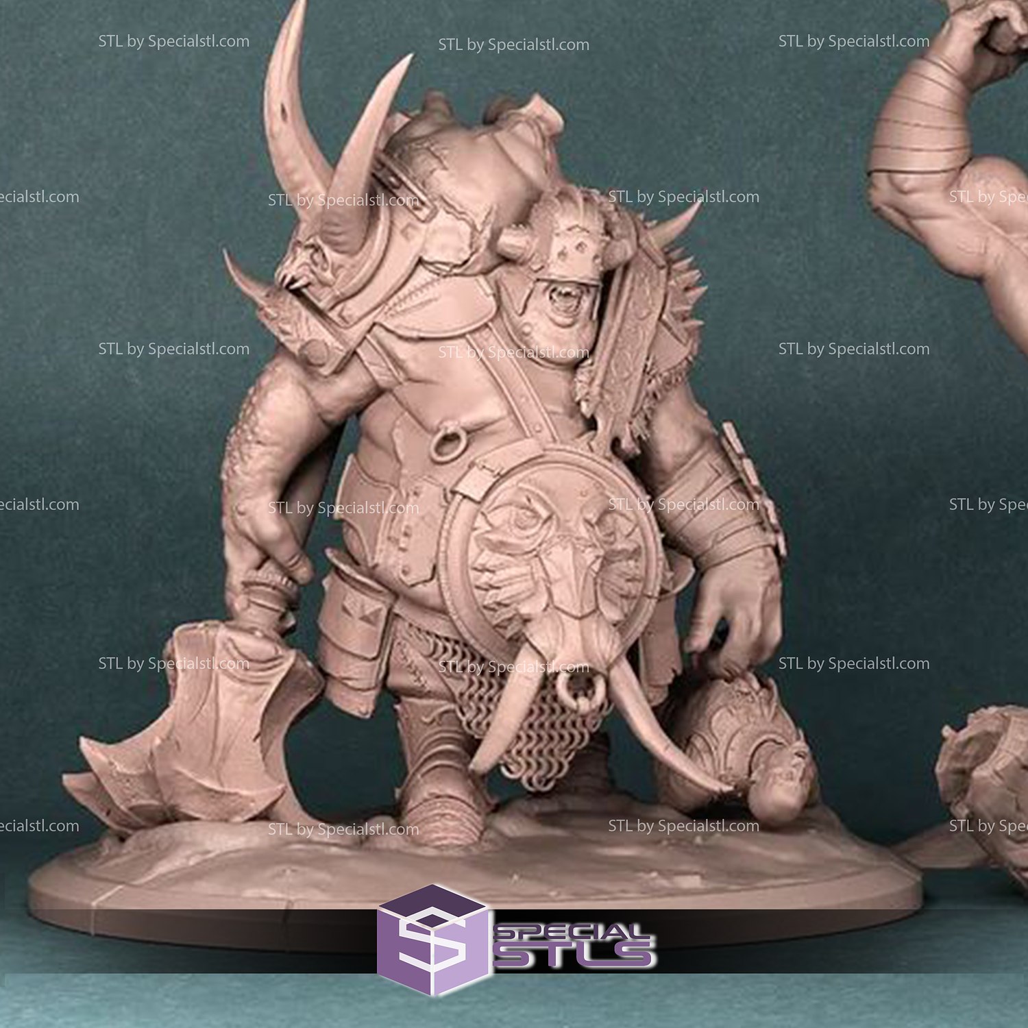 wild pig chaos warrior 3D print model - Mito3D