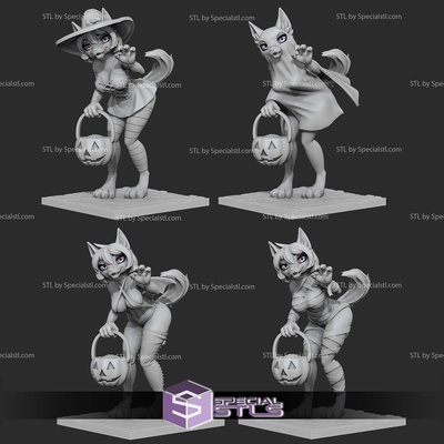 wolfy fille halloween pack 3d impression dossiers specialstl 3d print model - Mito3D