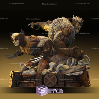 wolverine sabretooth diorama bust ready 3d print wolverine sabretooth diorama bust ready 3d print  3d print model - Mito3D