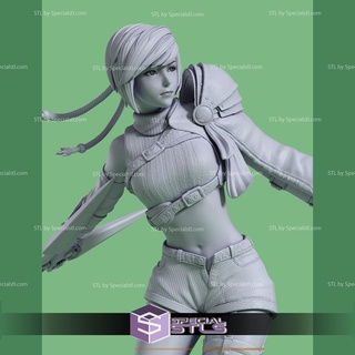 yuffie bataille 3d impression figurine final fantaisie 3d print model - Mito3D