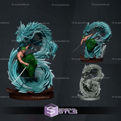 zoro acqua drago digitale scultura speciale 3d print model - Mito3D