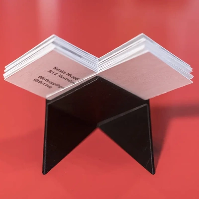'origami' business card holder - 3d by on thangs display stand table tabletop desk desktop presentation cards 3d print model - Mito3D