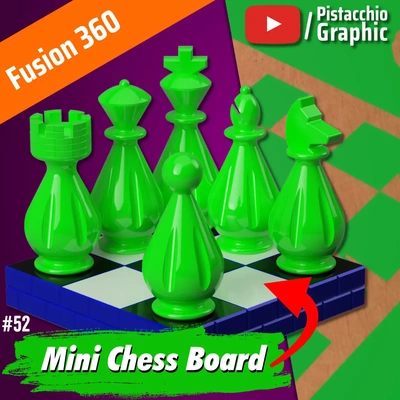 52 mini ajedrez tablero fusión 360 pistacho gráfico 3d by pistacchiográfico on gracias juegos resumen estrategia rey reina obispo caballero empeñar 3d print model - Mito3D