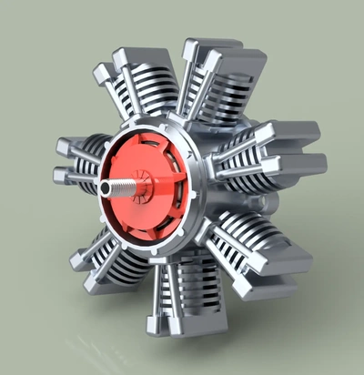 7 cilindro radial motor 3d by ondas aire on gracias 3d print model - Mito3D