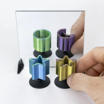 ambiguous star to circle illusion - 3d by on thangs cylinder shape shapes circles cylinders stars trick magic optical illusions perspective pov mirror reflection 3d print model - Mito3D