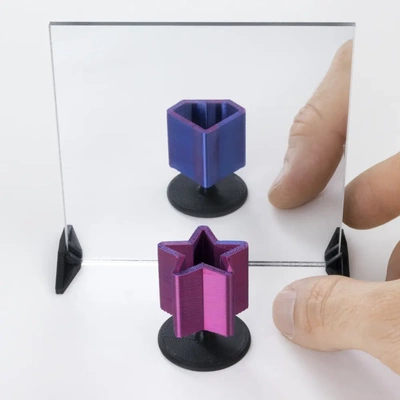 ambiguous star to diamond illusion - 3d by on thangs cylinder stars optical perspective pov mirror reflection shape shapes trick magic 3d print model - Mito3D