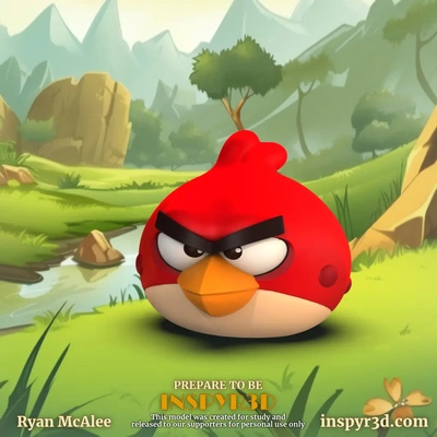 colère oiseaux rouge 3d by pixel plastique jeux ordinateur vidéo décontractée print in place support less 3d print model - Mito3D
