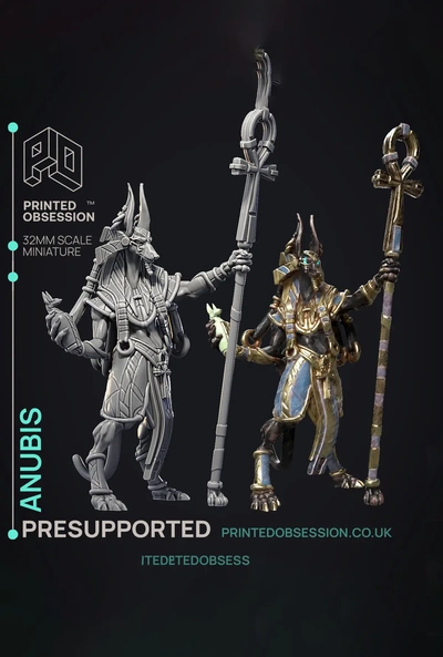 anubis - god of death court presupported illustrated stats 32mm scale 3d by printedobsession on thangs 3d print model - Mito3D