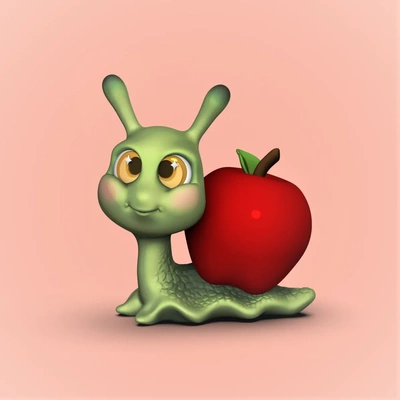 apple snail- big head series - 3d by chelscct chelseycreatesthings on thangs cute nail back to school fruit kids desk decor 3d print model - Mito3D