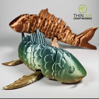 articulating koi fish - fidget flexible print in place no supports 3d by thinair3d on thangs 3d print model - Mito3D