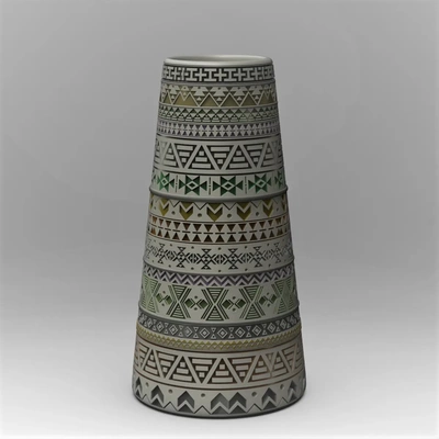 aztec pattern -taper vase - 3d by chelscct chelseycreatesthings on thangs 3d print model - Mito3D