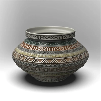 aztec print pot bowl - 3d by chelscct chelseycreatesthings on thangs 3d print model - Mito3D