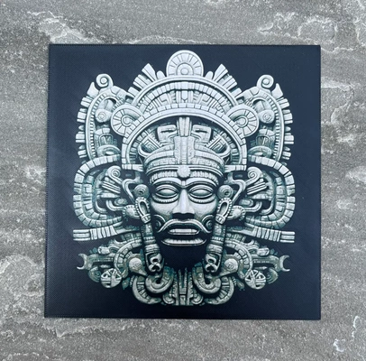 aztec style carving filament painting - 3d by ian smalley on thangs relief multicolor multicolour art filamentswap filamentpainting hueforge 3d print model - Mito3D