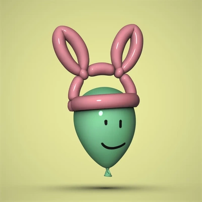 balloon bunny hat - 3d by chelscct chelseycreatesthings on thangs funtional fun kids birthday party 3d print model - Mito3D