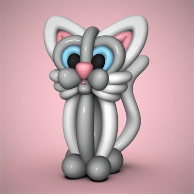 balloon cat - 3d by chelscct chelseycreatesthings on thangs animals kitty cute decor decoration fun kids 3d print model - Mito3D