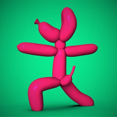 balloon doggy yoga -warrior2 pose - 3d by chelscct chelseycreatesthings on thangs 3d print model - Mito3D