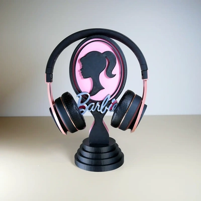 barbie inspired écouteurs supporter 3d by printbunny casque musique titulaire soutien art décor amusement 3dprintbunny 3d print model - Mito3D