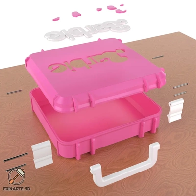 barbie kutu döndürülmüş logo parçalı 3d by frikarte3d teşekkürler araç oyuncak bebekler bebek oyuncaklar organizasyon barbenheimmer kız 3d print model - Mito3D