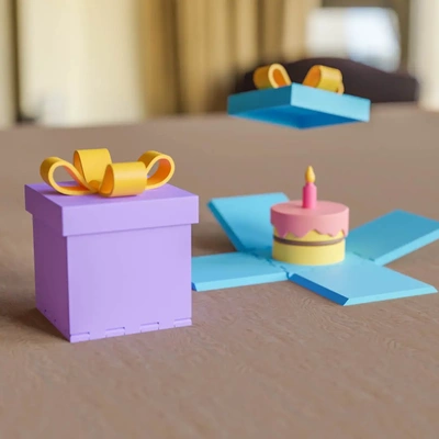 geburtstag geschenk box kuchen partythangs 3d by matb on danke 3d print model - Mito3D