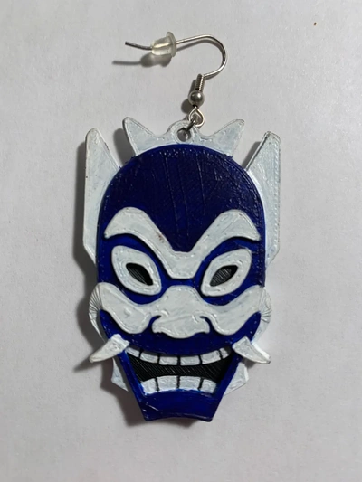 blue spirit mask earingsstep - 3d by billywho on thangs 3d print model - Mito3D