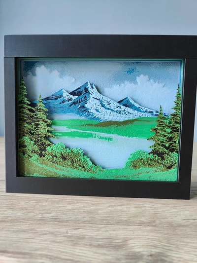 bob ross painting shadow box - 3d by thecraftymaker on thangs 3d print model - Mito3D