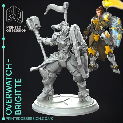 brigitte - overwatch fan art 3d by printedobsession on thangs watch blizard blizzard tracer xbox fanart toy model anime manga print in place knight 3d print model - Mito3D