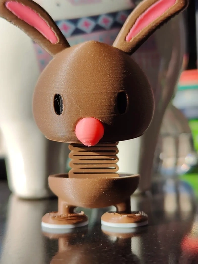 coelho springie 3d by thecraftymaker on bobble cabeça páscoa brinquedo multicolorido mão 3d print model - Mito3D