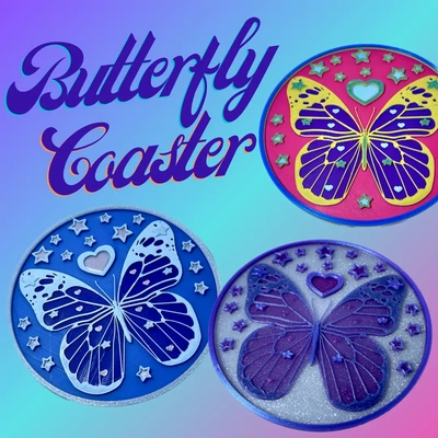 butterfly coaster - 3d by pezliz on thangs 3d print model - Mito3D