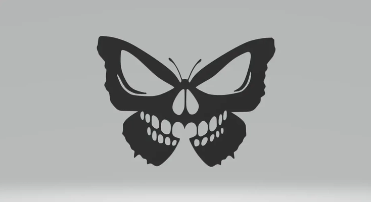 butterfly skull 2d artstl - 3d by coruja on thangs 3d print model - Mito3D