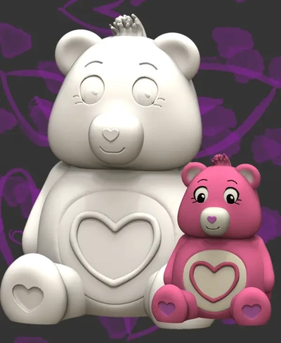 carebear saint valentin ours cadeau 3d by singularité 3d print model - Mito3D