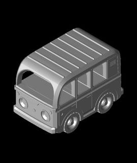 dibujos animados retro kombi camioneta print in place 3d modelo gracias 3d print model - Mito3D
