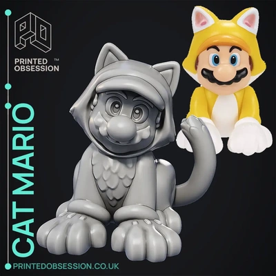 cat mario - super brothers fan art 3d by printedobsession on thangs games computer & video human body bros nintendo film cute 3d print model - Mito3D