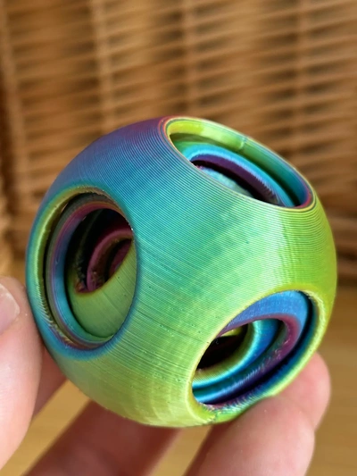 chinese puzzle ball plain - 3d by davemakesstuff on thangs games puzzles & brainteasers print in place print-in-place fidget toy toys multicolour transition filament multicolor 3d print model - Mito3D