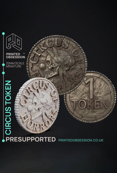 circus token - of horrors handout presupported 3d by printedobsession on thangs 3d print model - Mito3D