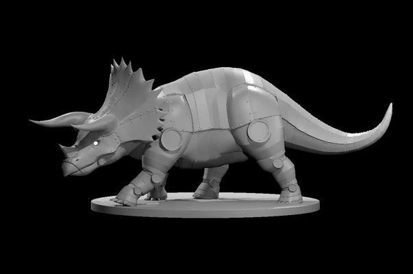 clockwork triceratops - 3d by mz4250 on thangs 3d print model - Mito3D