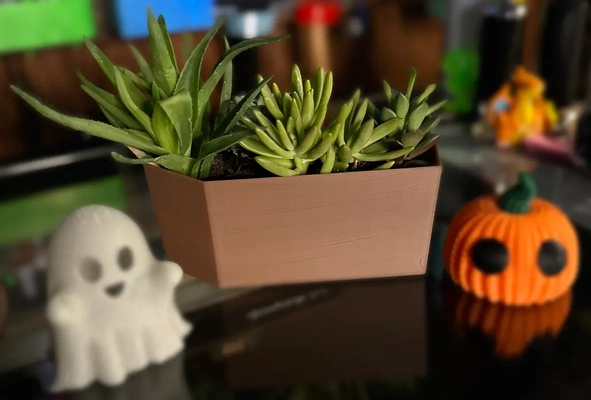coffin succulent planter wood texturestl - 3d by chipped builds on thangs 3d print model - Mito3D