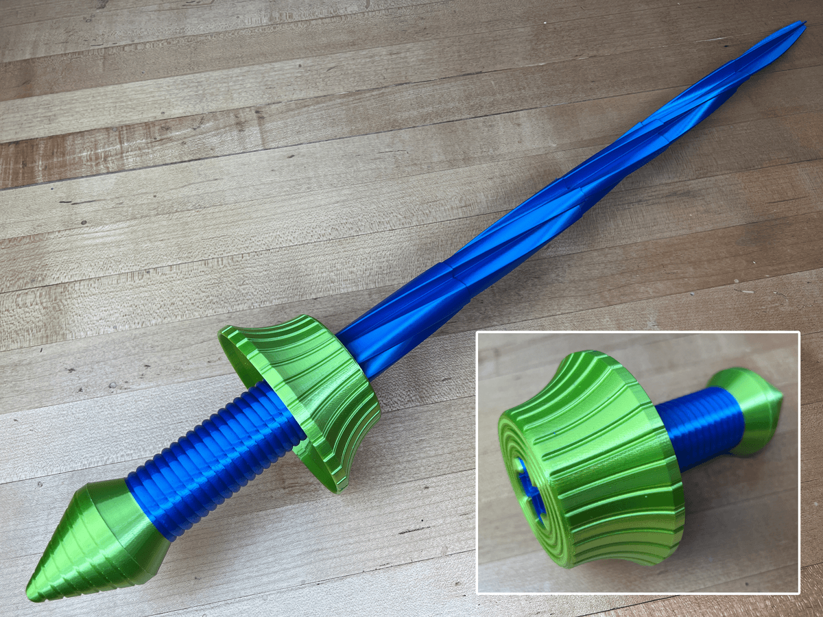 collapsing dual extrusion drill sword - printingworld 3D print model - Mito3D