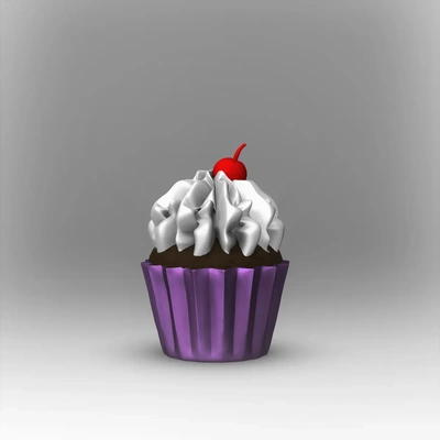 cupcake fluff & cherry +mmu files - 3d by chelscct chelseycreatesthings on thangs food ingredient cake birthday party fun easy gift mmu multi color 3d print model - Mito3D