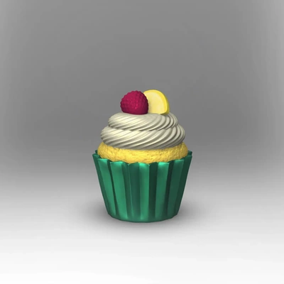 cupcake fruit +mmu files - 3d by chelscct chelseycreatesthings on thangs food cake cupcakes birthday party celebration cute easy print mmu multi color 3d print model - Mito3D