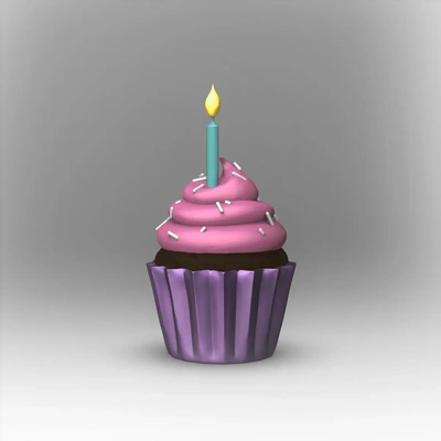 cupcake sprinkles & candle +mmu files - 3d by chelscct chelseycreatesthings on thangs food cake frosting birthday mmu multi color celebration fun print gift 3d print model - Mito3D