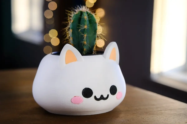 cute cat planter - 3d by holoprops on thangs 3d print model - Mito3D