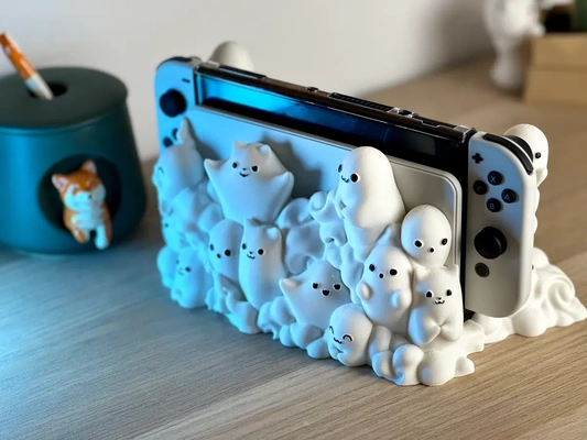 cute ghost dock switch - oled & classic version 3d by holoprops on thangs 3d print model - Mito3D