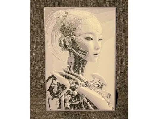cyborg girl - hueforge print 3d by cyanidesugar on thangs filament painting art robot cyberpunk blending 3d print model - Mito3D