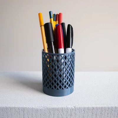 cylindre crayon titulaire soutien diamant texture 3d by slimprint 3d print model - Mito3D