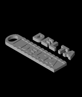 delta key ring block lettersstl 3d print model - Mito3D