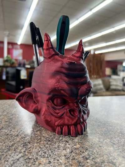 demon head pen & tool holder - 3d by grizzledgnome on thangs 3d print model - Mito3D